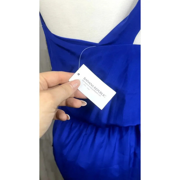 NWT Banana Republic Women's Asymmetrical Hi-Low‎ Dress Blue Sleeveless Size 0 - Picture 4 of 7